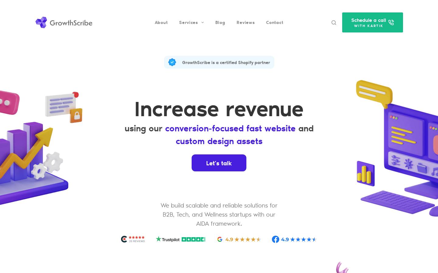 GrowthScribe.com — desktop homepage