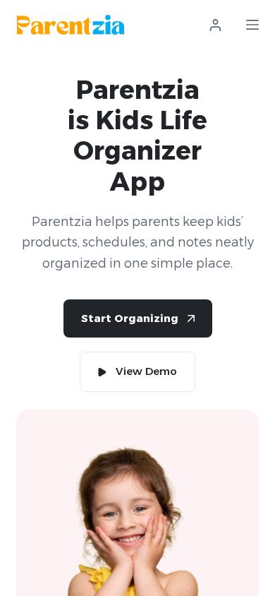 Parentzia.com — mobile view